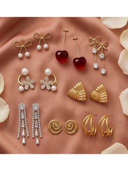 NUI - Multi-Color Earrings For Women And Girls (Pack of 8)