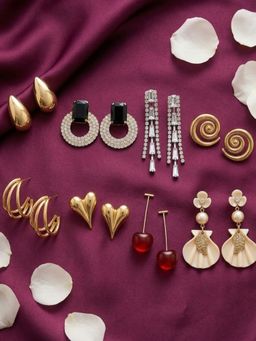 NUI - Multi-Color Earrings For Women And Girls (Pack of 8)