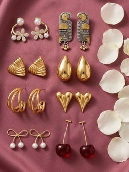 NUI - Multi-Color Earrings For Women And Girls (Pack of 8)