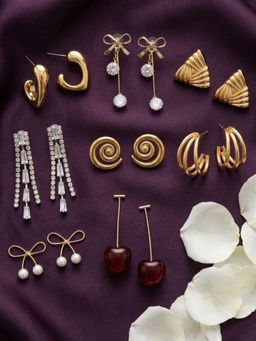 NUI - Multi-Color Earrings For Women And Girls (Pack of 8)