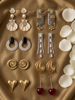 NUI - Multi-Color Earrings For Women And Girls (Pack of 8)