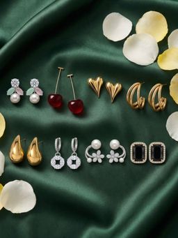 NUI - Multi-Color Earrings For Women And Girls (Pack of 8)