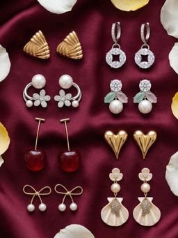 NUI - Multi-Color Earrings For Women And Girls (Pack of 8)