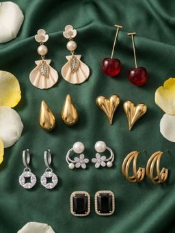 NUI - Multi-Color Earrings For Women And Girls (Pack of 8)