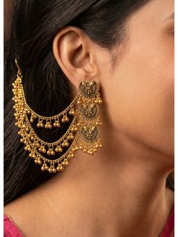 NUI - Gold Plated Kashmiri Pair Of Earrings With Chain For Women And Girls