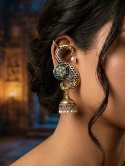 NUI - Gold Plated Earcuff Jhumka Earrings For Women And Girls