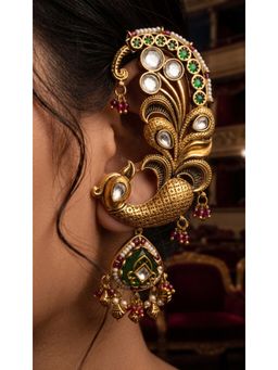 NUI - Traditional Peacock Design Cuff Pair Of Earrings for Women