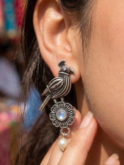 NUI - Oxidised Silver Plated Pair Of Earrings For Women And Girls