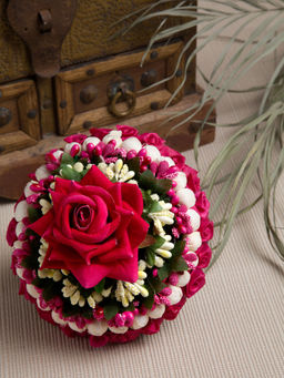 PANASH - Red White and Green Floral Hair Bun Cover