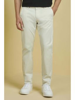 Allen Solly - Men Cream Solid Casual Trouser