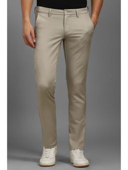 Louis Philippe - Men Beige Solid Casual Trouser