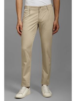 Louis Philippe - Men Beige Stripes Casual Trouser