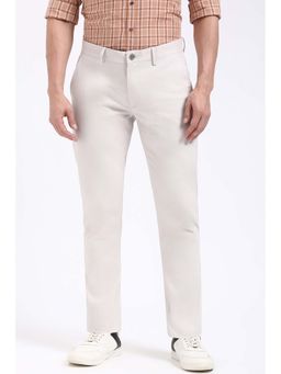 Peter England - Men Grey Textured Casual Trouser