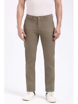 Peter England - Men Brown Checks Casual Trouser