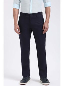 Peter England - Men Navy Blue Solid Casual Trouser