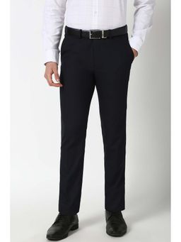 Peter England - Men Black Checks Formal Trouser