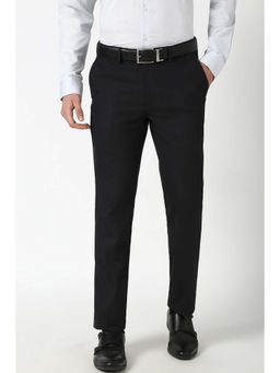 Peter England - Men Black Solid Formal Trouser