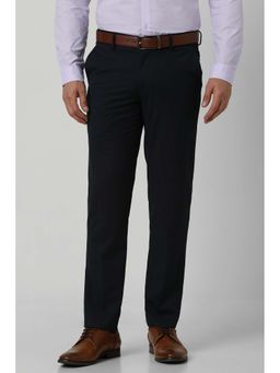 Peter England - Men Navy Blue Textured Formal Trouser