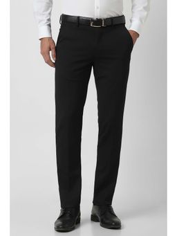 Van Heusen - Men Black Solid Formal Trouser