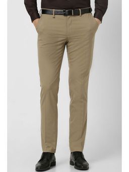 Van Heusen - Men Khaki Textured Formal Trouser