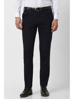 Van Heusen - Men Navy Blue Solid Formal Trouser