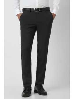 Van Heusen - Men Black Textured Formal Trouser