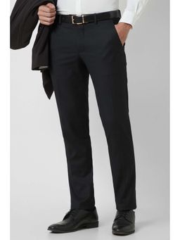 Van Heusen - Men Black Textured Formal Trouser