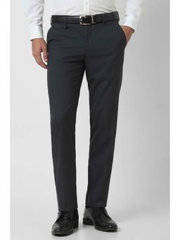 Van Heusen - Men Grey Textured Formal Trouser