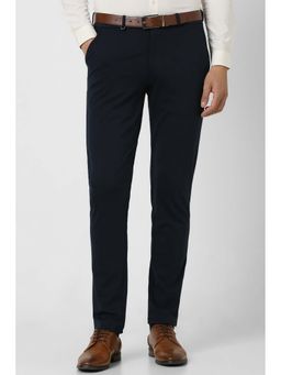 Van Heusen - Men Navy Blue Solid Formal Trouser