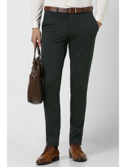 Van Heusen - Men Green Solid Formal Trouser