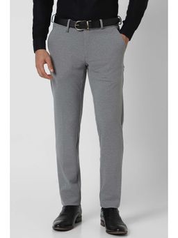 Van Heusen - Men Grey Textured Formal Trouser