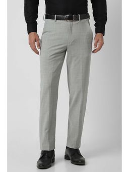 Van Heusen - Men Grey Textured Formal Trouser