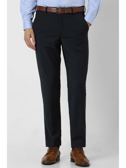 Van Heusen - Men Navy Blue Textured Formal Trouser
