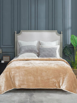 Saral Home - Winter Mink,Cloudy Soft Double Side Heavy 2 Layer Blanket Crochet Edge, Beige