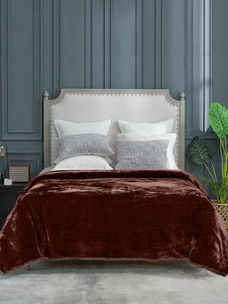 Saral Home - Winter Mink,Cloudy Soft Double Side Heavy 2 Layer Blanket Crochet Edge, Brown