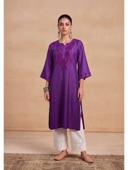 House of Chikankari - Women's Long Kurta - Purple
