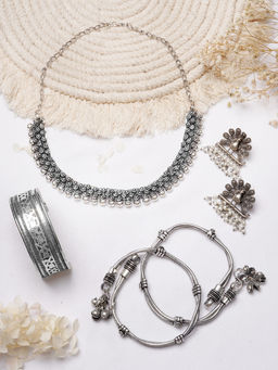 Teejh - by Joker and Witch Hemadri Silver Oxidised Jewelry Gift Set