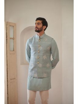 Philocaly - Daali Blue Silk Thread Work Slim Fit Bandi