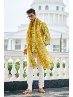 Philocaly - Azalea Yellow Silk Printed Regular Fit Bandi