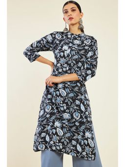 Soch - Women Black Rayon Printed Kurta