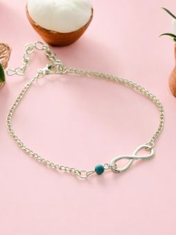Fabula - Silver Tone Bohemian Turquoise Beads Delicate Anklet