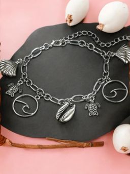 Fabula - Antique Silver Bohemian Charm Anklet