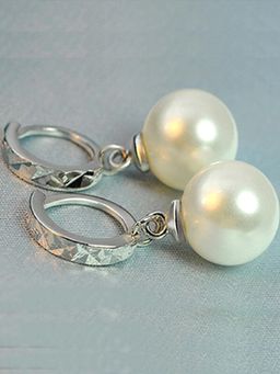 Fabula - Silver Plated Faux Pearl Drop Earrings
