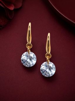 Fabula - 18K Gold Plated Solitaire Cubic Zirconia Delicate Drop Earrings