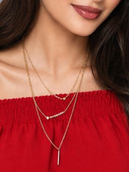 Fabula - Gold Beads & Charm Multi Layer Fashion Necklace