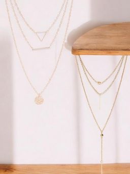 Fabula - Gold Tone Metal Multi Layer Delicate Necklace (Set of 2)