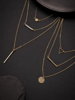 Fabula - Gold Tone Multi Layer Necklace (Set of 2)