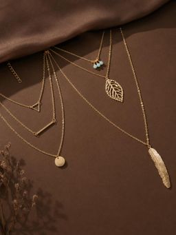 Fabula - Gold Tone Multi Layer Necklace (Set of 2)
