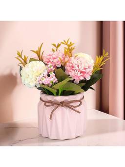 Ekhasa - Rose Flower Ceramic Vase with Artificial Flowers Plant