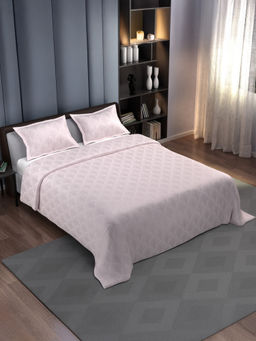 Synergized Cotton - Jacquard Essence Pink Super Soft Bedsheet with 2 Pillow Covers (Super King)